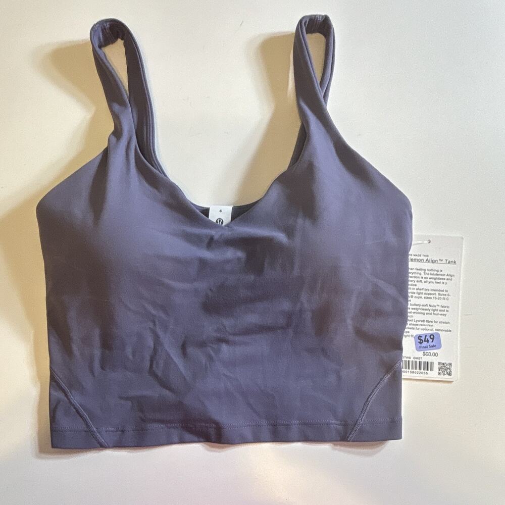lululemon Align Nulu Tank Bra Built-In Shelf Light Support Purple 6 A/B